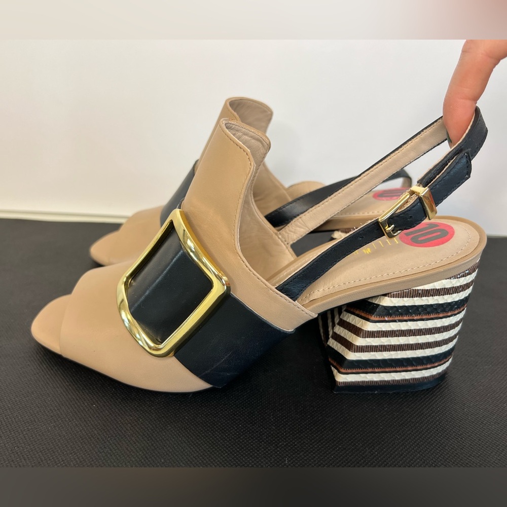 Aritzia Capelli Rossi Sandals Leather Block Heel Made In Brazil Size 10 NWT
